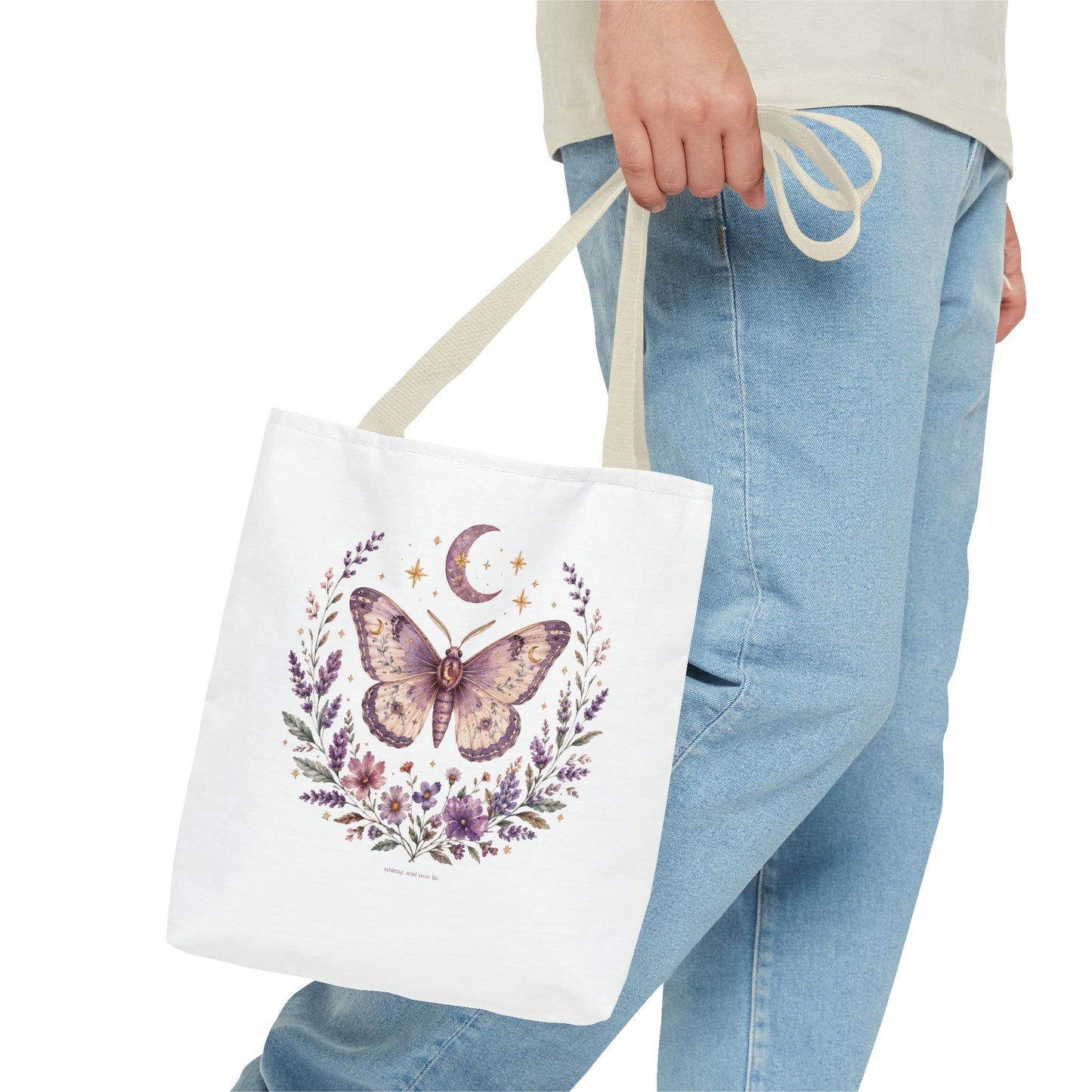 Mystic Moth Floral Tote Bag — Moon & Lavender Botanical Shopper