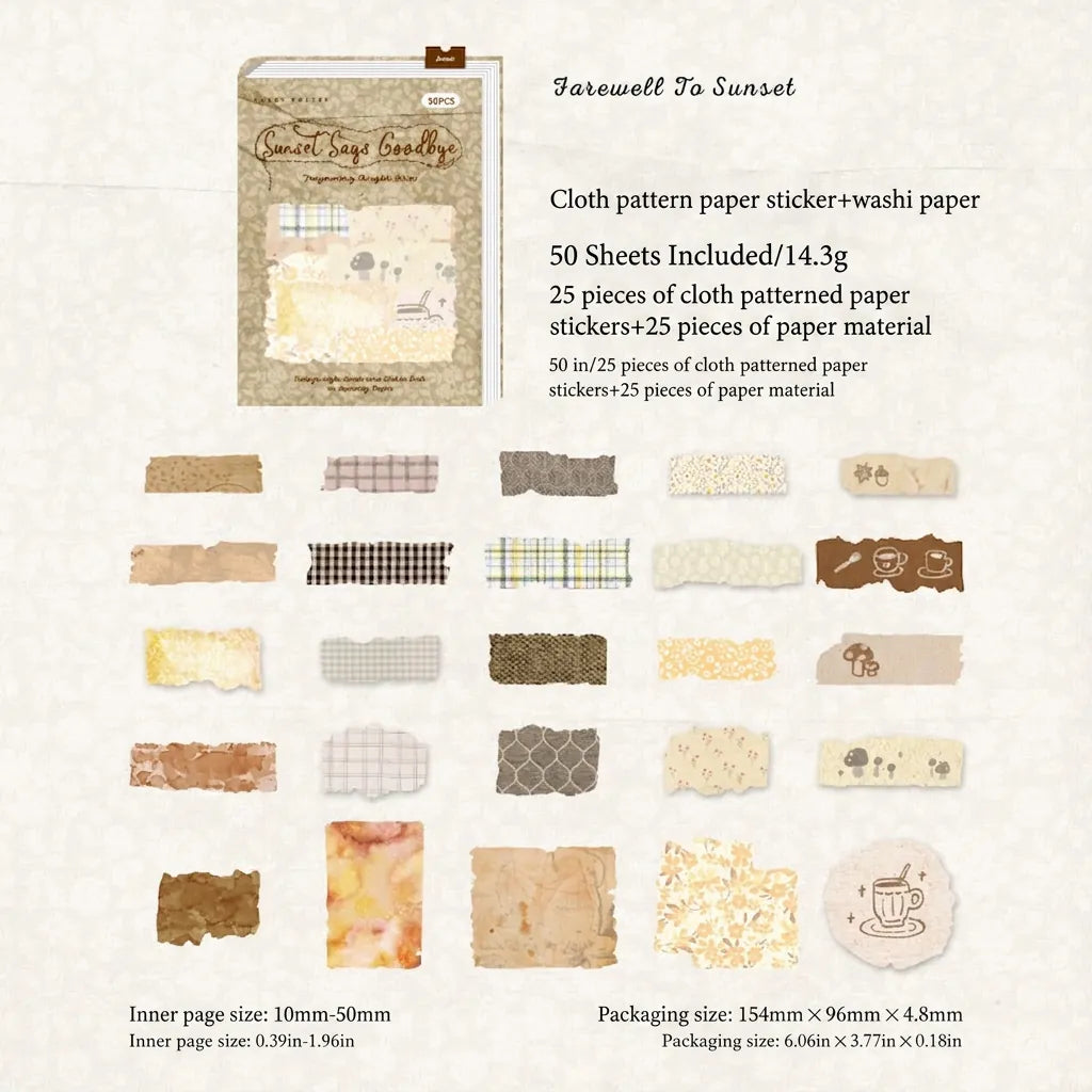 Decorative Washi Sticker Pack — 50 Pieces