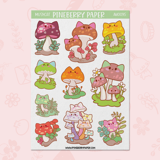 Mushroom Cats Sticker Sheet | AN0095
