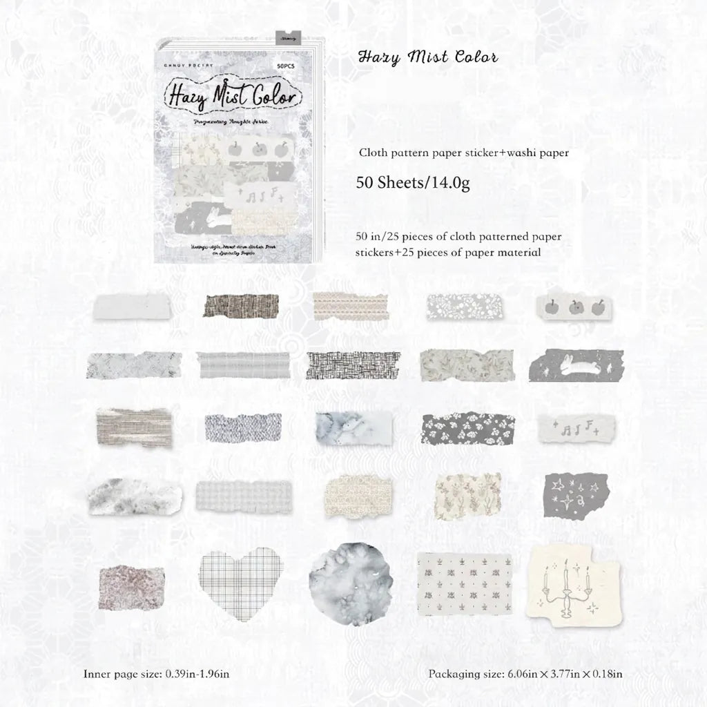 Decorative Washi Sticker Pack — 50 Pieces