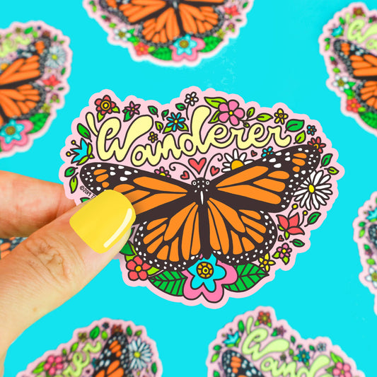 Butterfly Wanderer Wanderlust Art Carefree Vinyl Sticker
