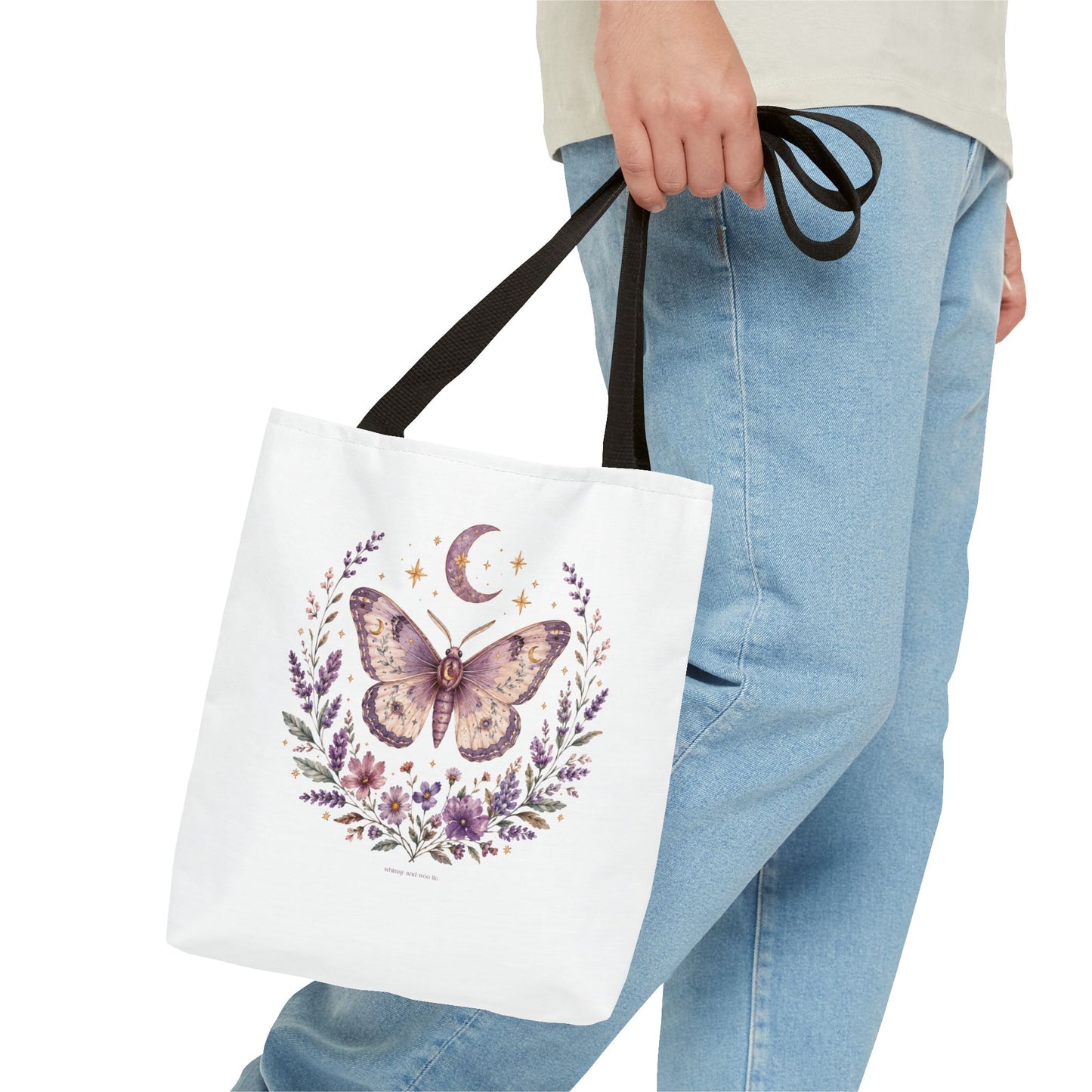 Mystic Moth Floral Tote Bag — Moon & Lavender Botanical Shopper