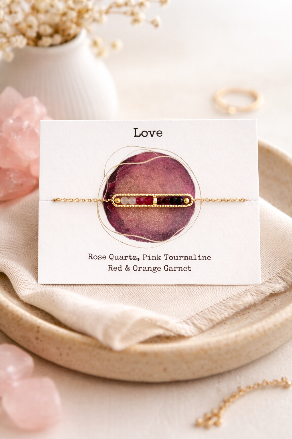 Love Bracelet – Rose Quartz & Pink Tourmaline - The Intention Collection