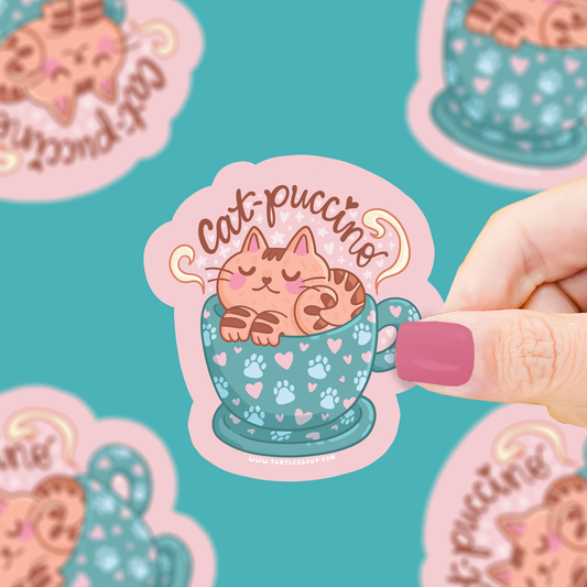 Cat-Puccino | Cats | Kittens | Coffee | Cute | Vinyl Sticker