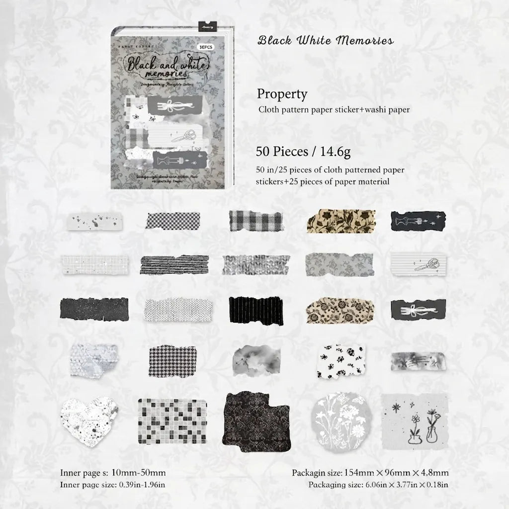 Decorative Washi Sticker Pack — 50 Pieces