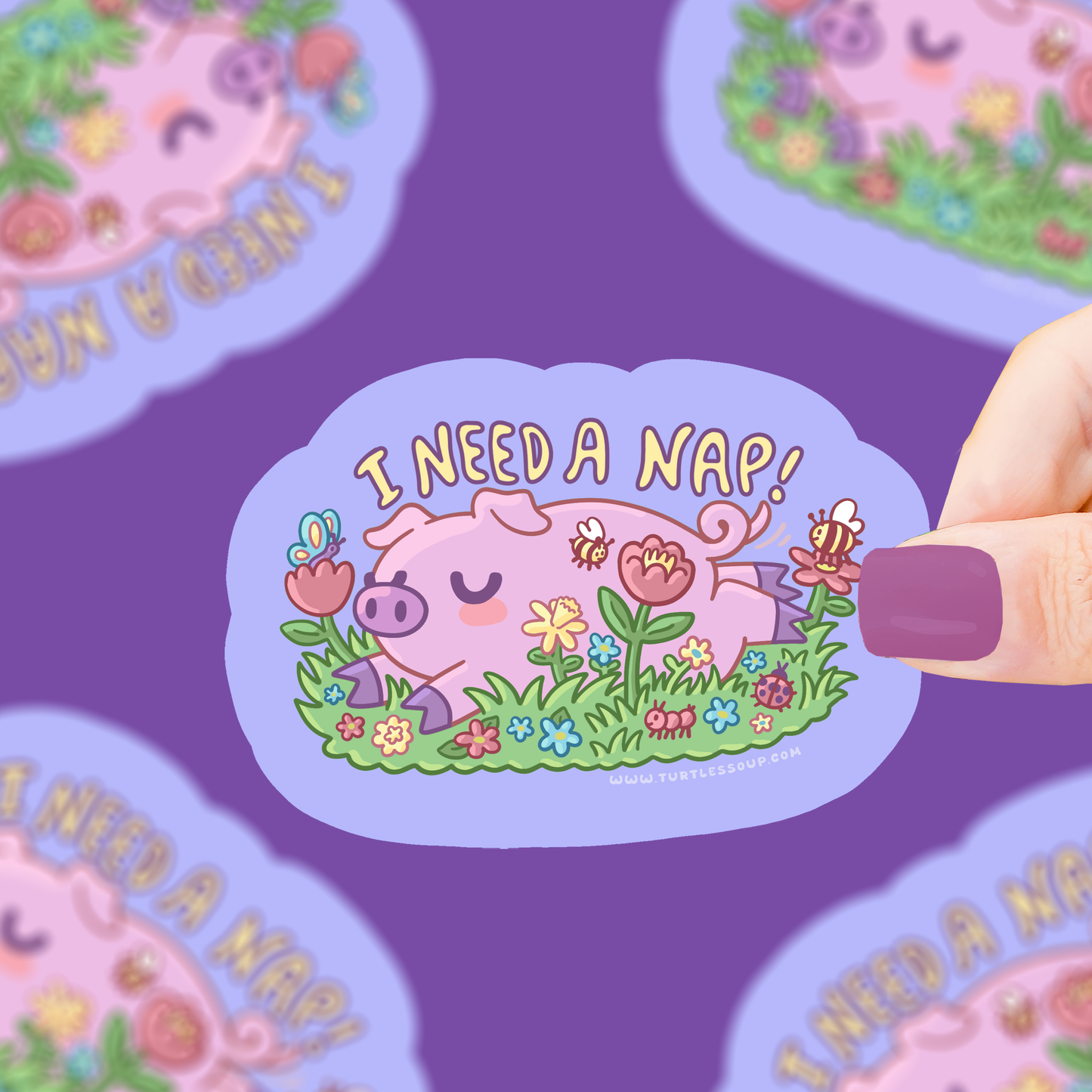 Need a Nap | Pig | Sleepy | Animals | Cute | Vinyl Sticker