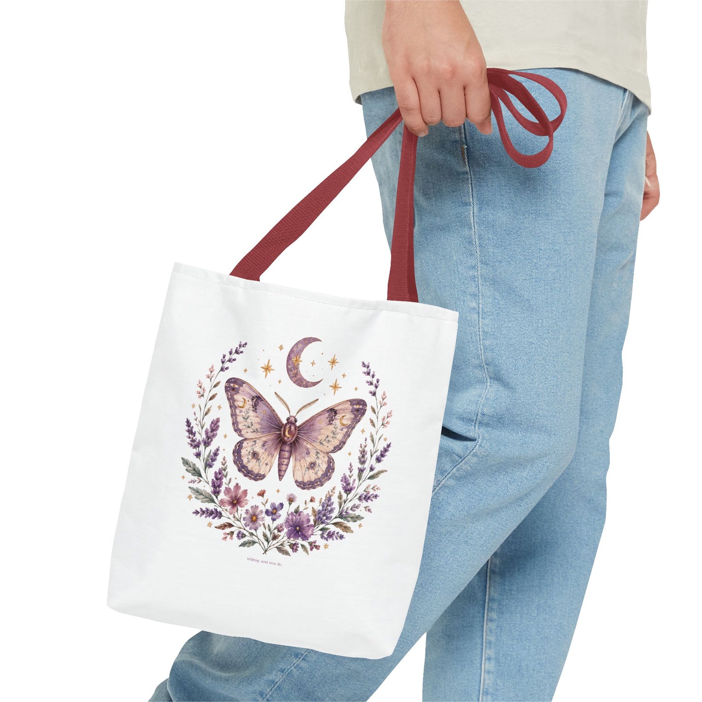 Mystic Moth Floral Tote Bag — Moon & Lavender Botanical Shopper