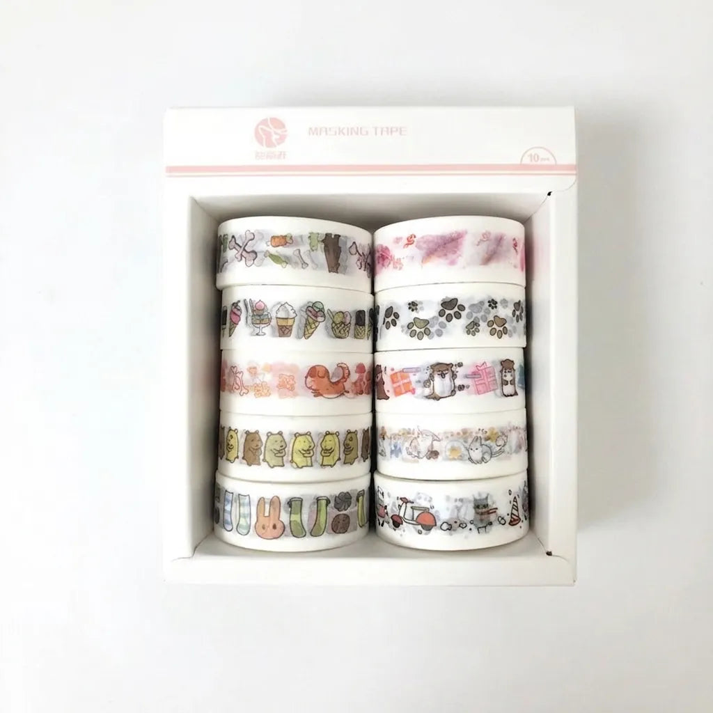 Whimsy- Kawaii Washi Tape Sets | 10-Roll Journaling & Scrapbooking Tape