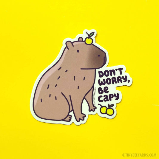Capybara Vinyl Sticker - Don't Worry, Be Capy