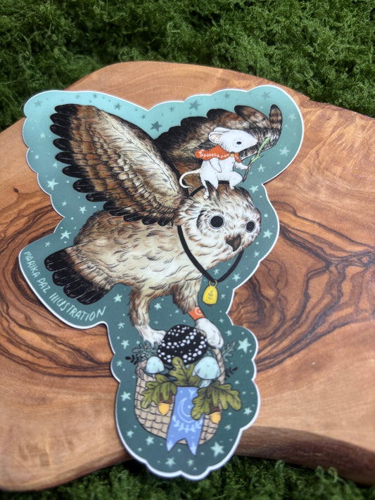 Mystic Owl & Mouse Vinyl Sticker