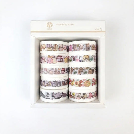 Whimsy- Kawaii Washi Tape Sets | 10-Roll Journaling & Scrapbooking Tape