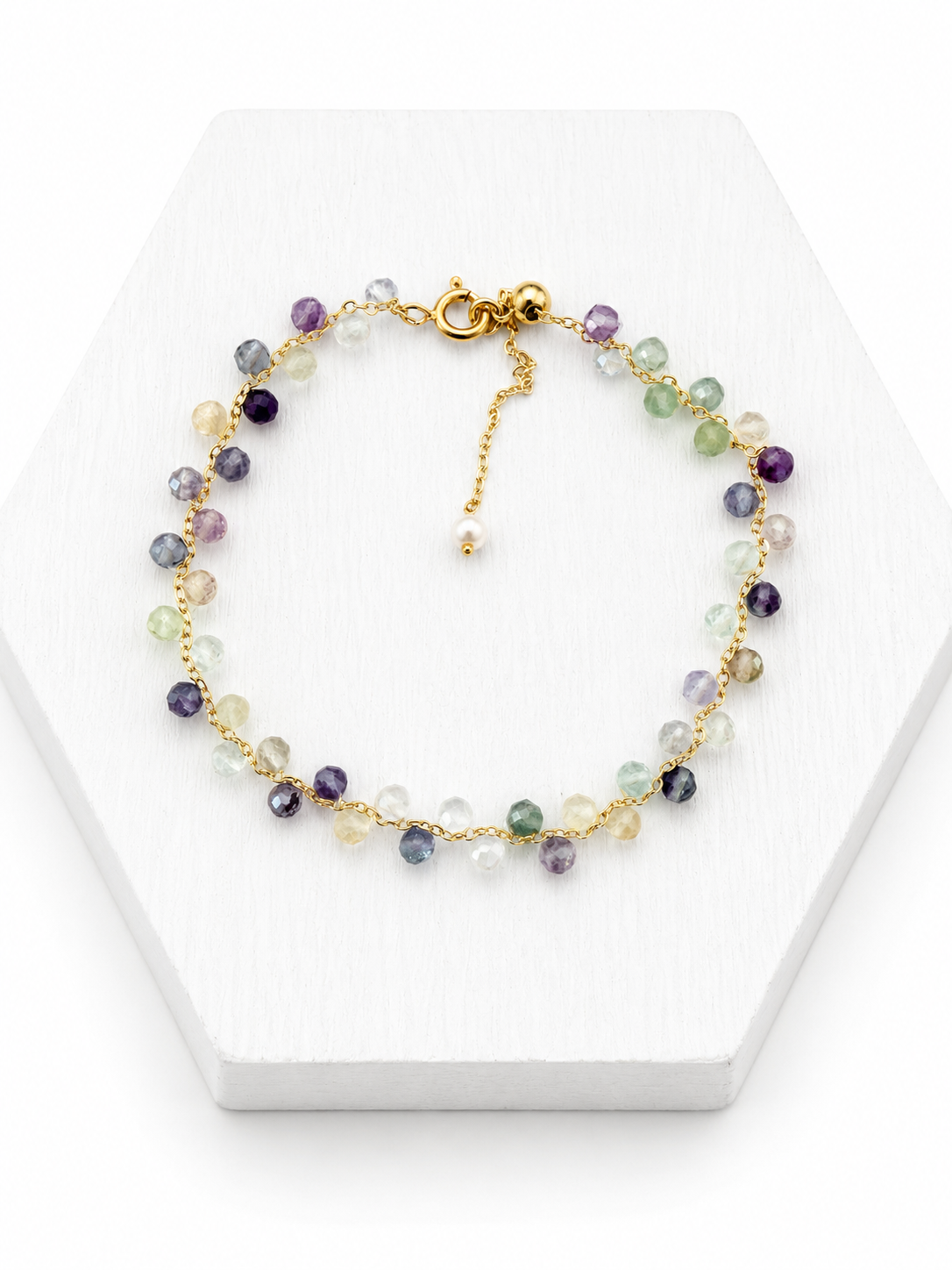 Flourite Gemstone Beaded Bracelet