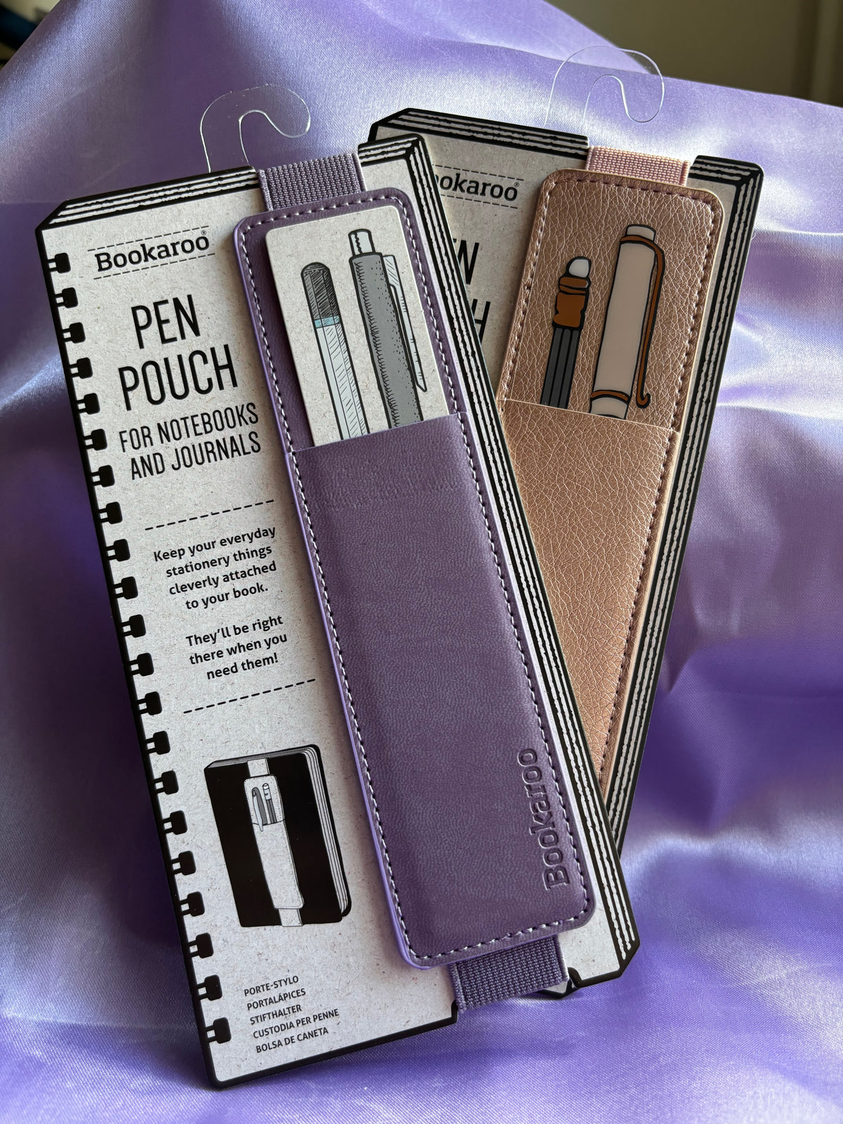 Purple Aubergine AND Rose Gold Bookaroo pen pouch for journals and notebooks