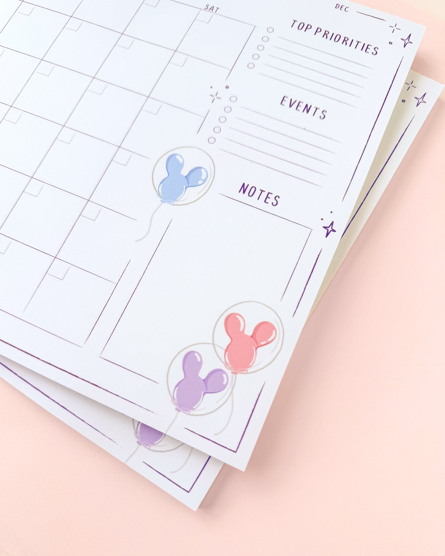 Balloons Undated *Monthly* Planner Notepad