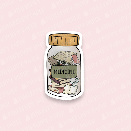 Books Are Medicine Vinyl Sticker