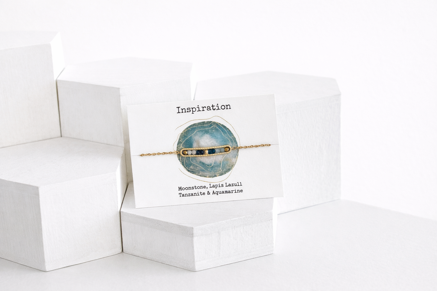 Inspiration Crystal Bar Bracelet – Moonstone & Lapis Lazuli