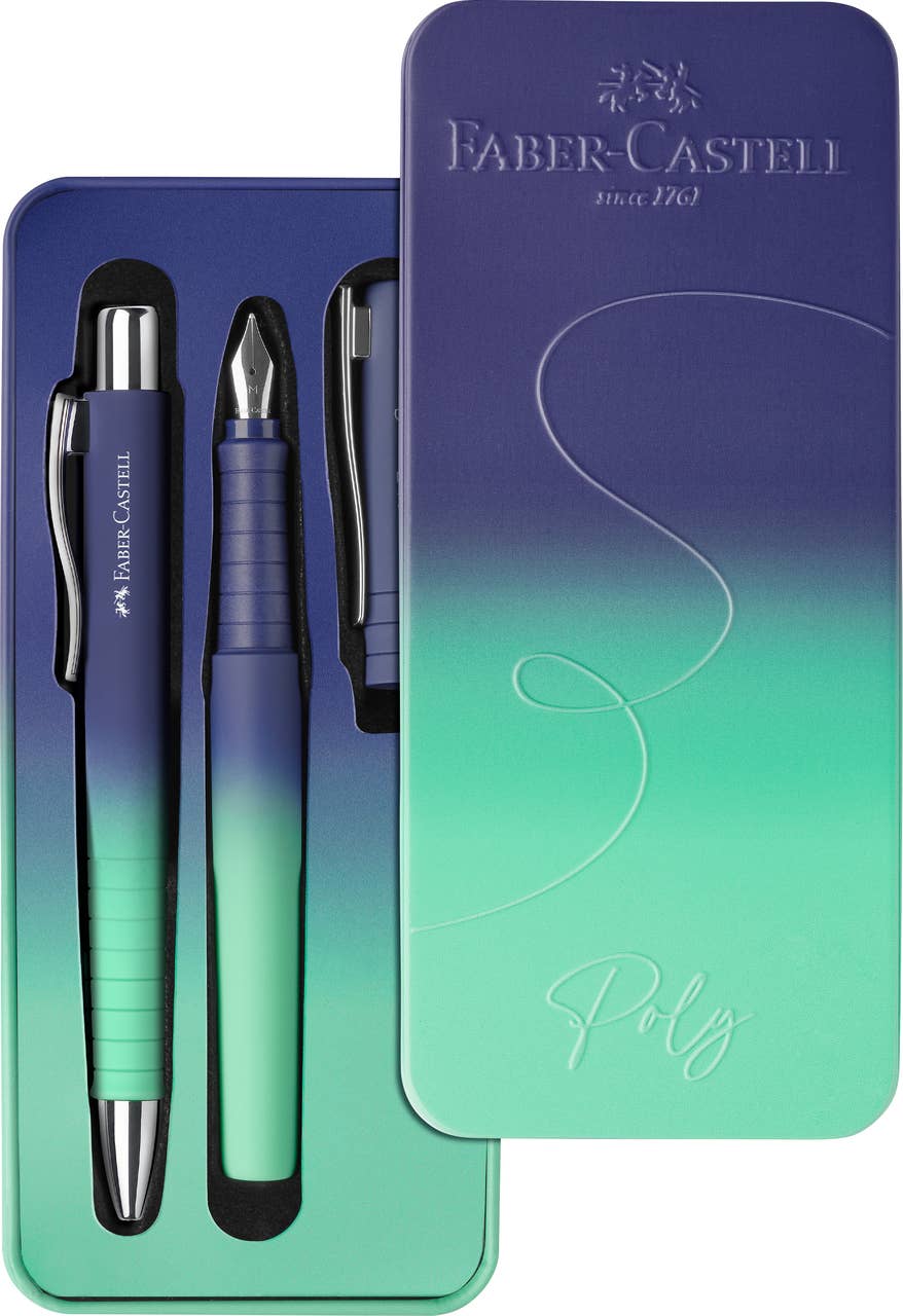 Poly Ball Flow Gift Tin Fountain Pen and Ballpoint Set