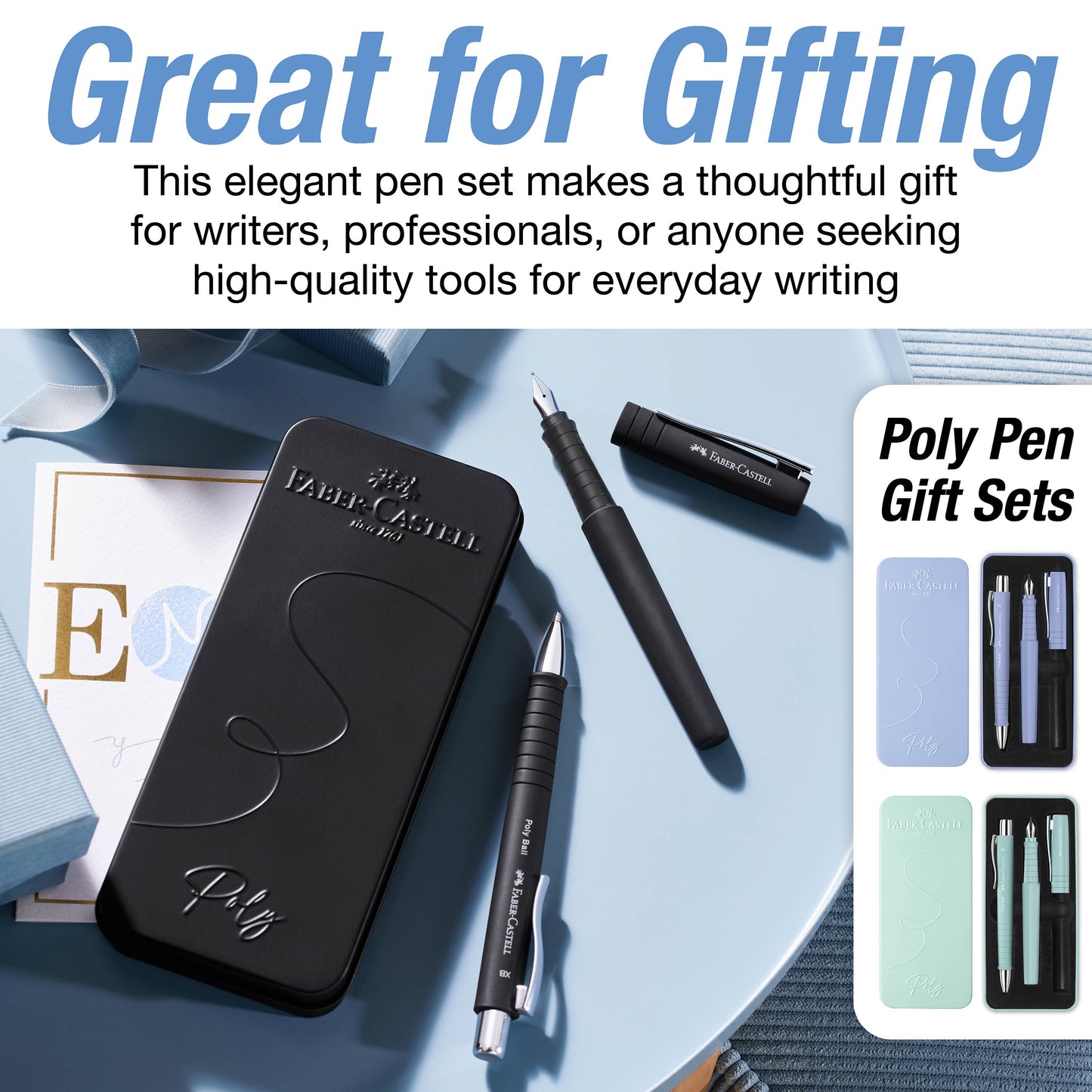 Poly Ball Gift Tin Fountain Pen and Ballpoint Set