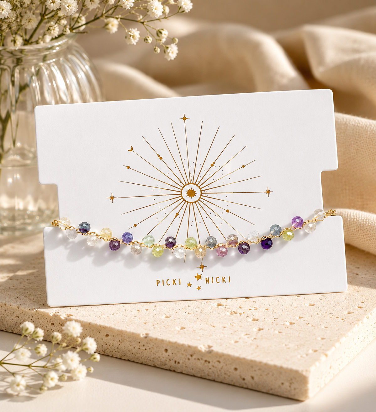 Flourite Gemstone Beaded Bracelet