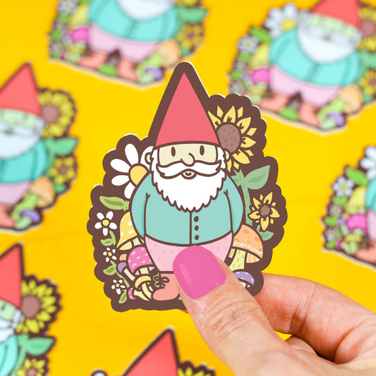 Garden Gnome Gardening Mushroom Cottage Vinyl Sticker