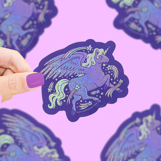 Glittery Unicorn, Fantasy, Whimsical, Shiny Sticker