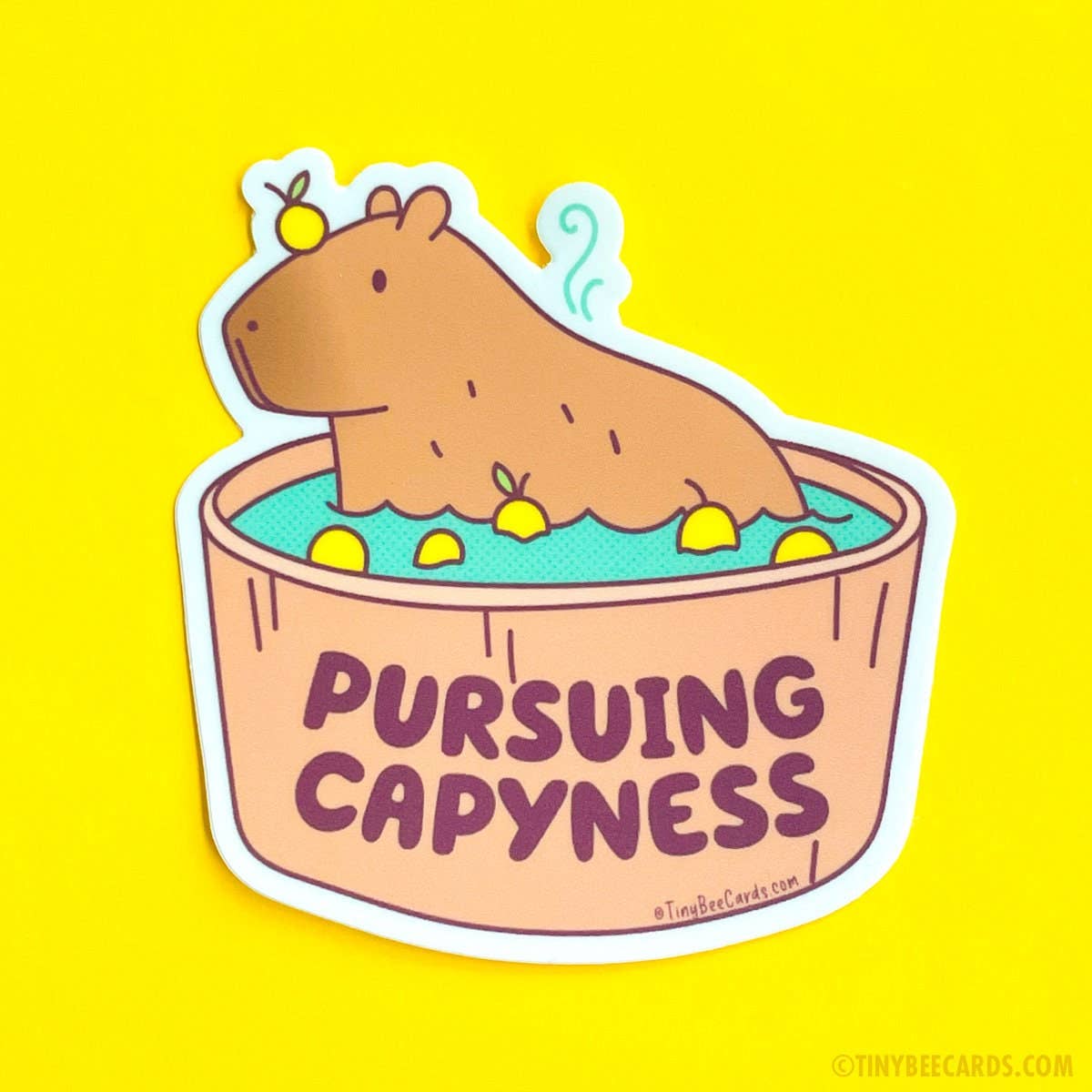 Capybara in Yuzu Spa Vinyl Sticker - Pursuing Capyness