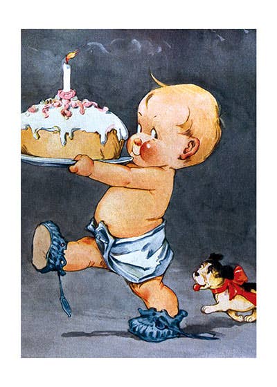 Baby With #1 Cake - Birthday Card