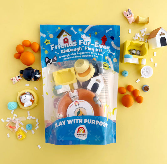Friends Fur-Ever KidDough sensory play kit with puppy and kitty theme