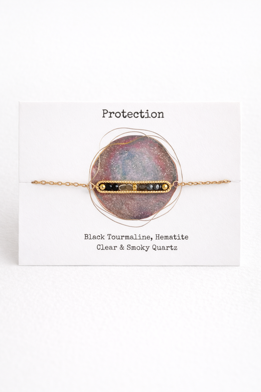 Protection Crystal Bar Bracelet – Black Tourmaline, Hematite