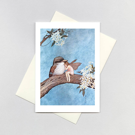 A Fairy and a Bird Embracing - Fairies Card