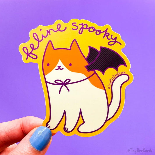 Spooky Cat Bat Vinyl Sticker