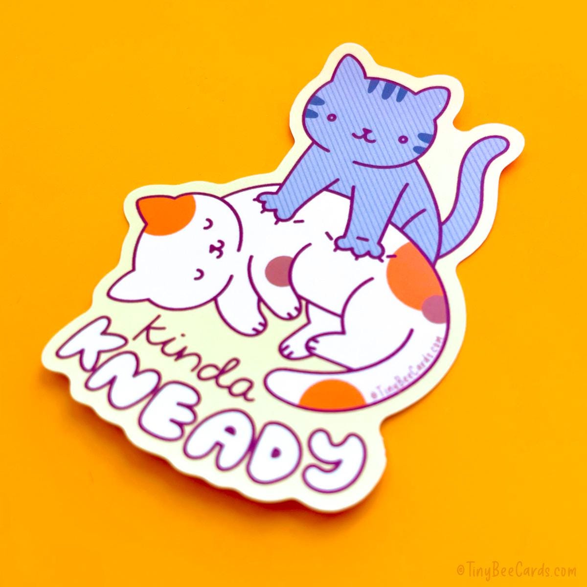Kneading Cat Vinyl Sticker "Kinda Kneady"