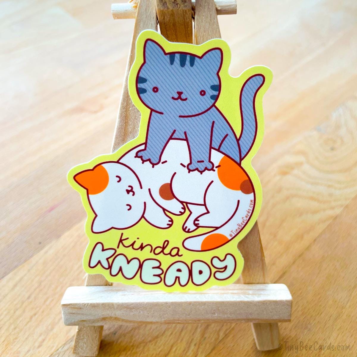 Kneading Cat Vinyl Sticker "Kinda Kneady"